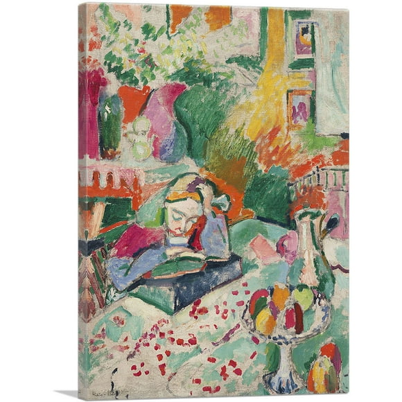 ARTCANVAS Interior with a Young Girl 1905 Canvas Art Print by Henri Matisse - Size: 40" x 26" (0.75" Deep)