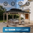 thumbnail image 5 of Sunmthink 12'x16' Outdoor Hardtop Gazebo, Cedar Wood Pavilion with Galvanized Steel Double Roof, for Patio, Garden, Deck, 5 of 7