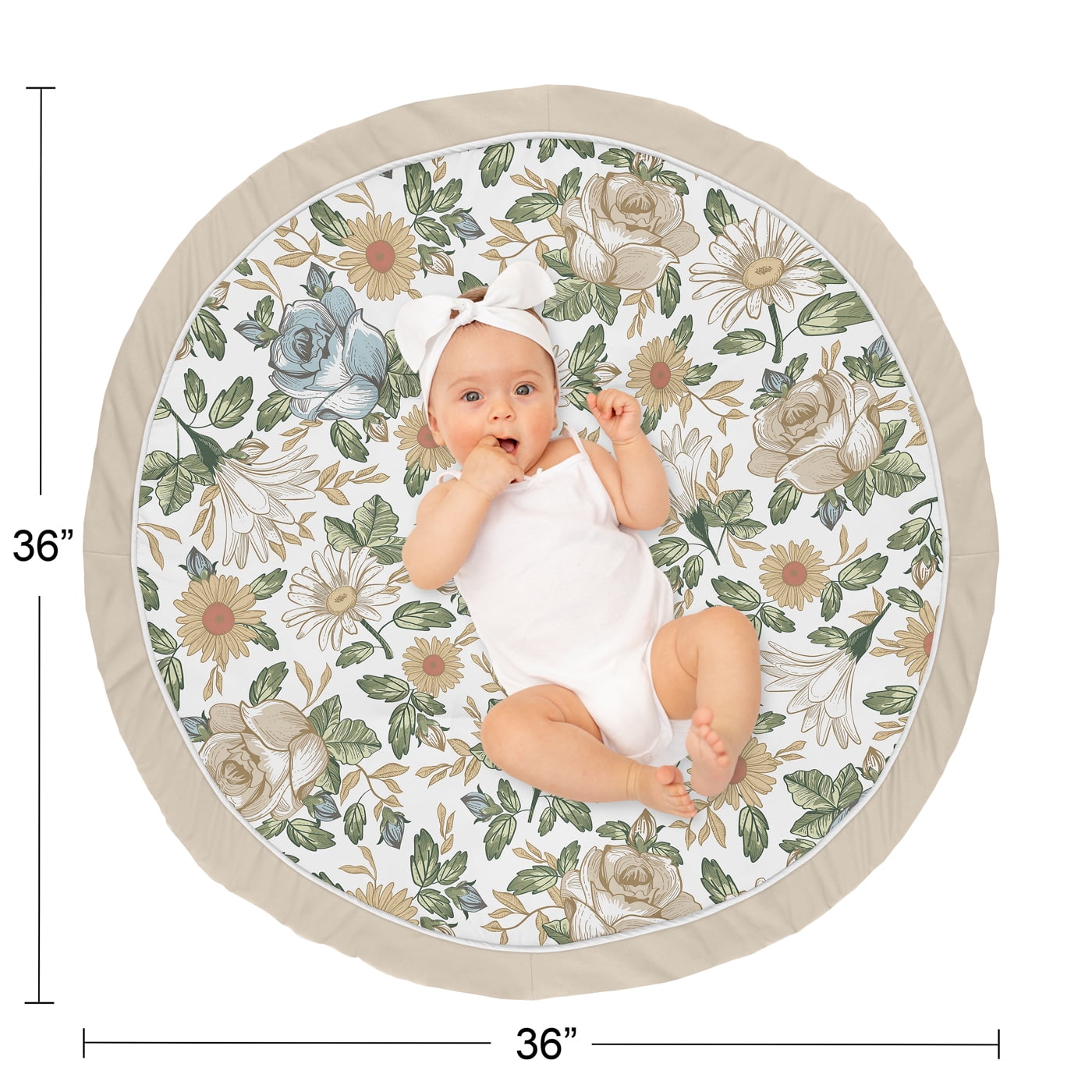 Sweet Jojo Designs Vintage Floral Blue Yellow and Beige Baby Play Mat