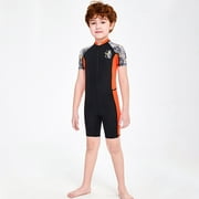 DIVE SAIL Kid Swimsuit Boy Shorty Wetsuit Children Swimwear UV Protection Wetsuits Snorkel Wet Suit for Swimming Diving Surfing Black XL