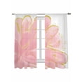thumbnail image 2 of Sheer Curtains 72 Inches Long, Pink Gold Light Filtering Window Curtains for Living Room, Boho Modern Abstract Minimalist Aesthetic Flower Rod Pocket Voile Sheer Curtain Drapes, 52"W x 72"L, 2 Panels, 2 of 8