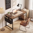 thumbnail image 3 of edx 44" Home Office Desk for Small Spaces, Computer Desk with Storage Bag & Hook, Modern Simple Style Study Writing Table for Bedroom, Rustic Brown, 3 of 8