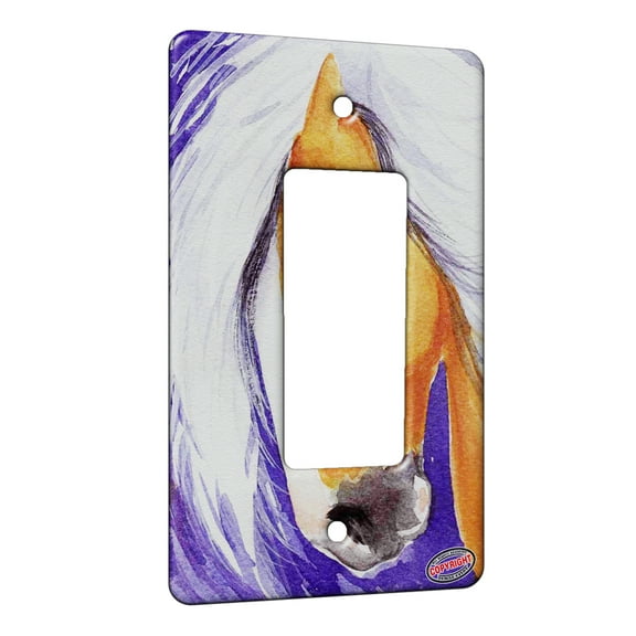 KuzmarK™ 1 Gang Rocker Wall Plate - Palomino Gypsy Cob on Purple Horse Art by Denise Every