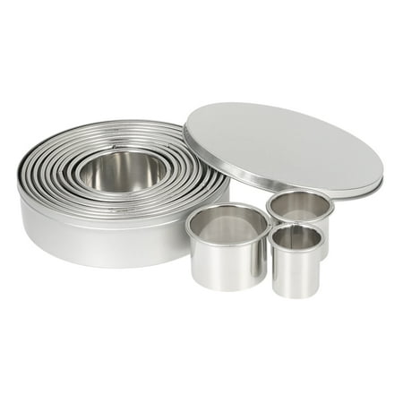 Brick Fondant Press 12pcs/set Multifunctional Stainless Steel Circle Cookie Cutter DIY Fondant Cake Decoration Molds Fruit Chocolate Cutters with Storage Box ()