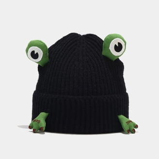 Cute Frog Wool Blend Knit Hat - Big Eye Frog Beanie For Adults & Teens, Warm Winter Hat For Men & Women