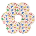 thumbnail image 7 of Yayeee 6 PCS Drink Coasters with Holder Set Woven Absorbent Round Tabletop Hot Pad, Blue Retro Triangles, 7 of 7
