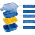 thumbnail image 2 of Caja Bento (1900ml), Lonchera box a prueba de fugas, 3 Compartimentos para Alimentos, Con Cuchillo, Tenedor y Cuchara, Apto para Microondas y Lavavajillas (Azul), 2 of 4