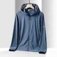 thumbnail image 2 of Mrmaere Men's UPF 50+ Sun Protection Translucent Hooded Jacket Lightweight Outdoor Cycling Coat Blue M, 2 of 3