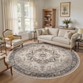 thumbnail image 3 of Toyoso 8x8 Round Washable Area Rug Large Traditional Medallion Luxury Grey Brown Circle Rug Machine Washable For Living Room Dining Room Family Room, 3 of 9