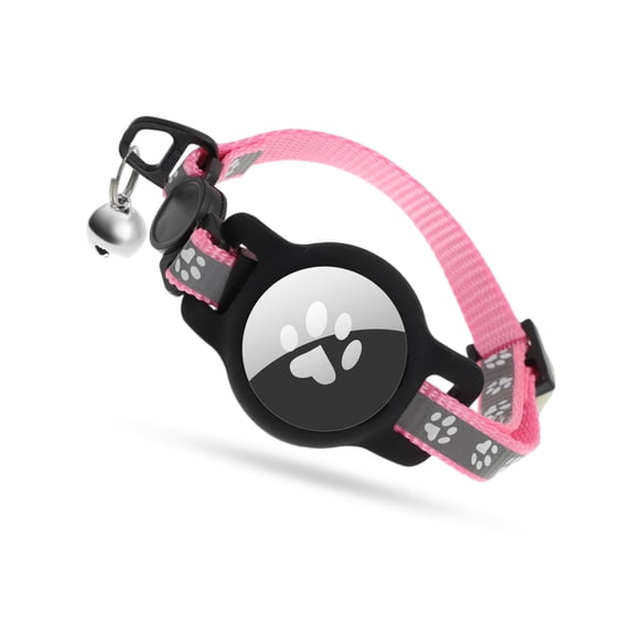Vocoste Waterproof Cat Collar for Airtag Reflective Collar with Bell Breakaway Cat Collar for Airtag Holder Cat Collars Cat Collar for Apple Air Tag Pink