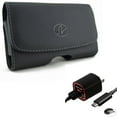 thumbnail image 1 of Case Belt Clip & Home Charger for Samsung Galaxy S22 Plus,S21,Plus,S20 Plus,Fan Edition,FE 5G - Leather Swivel Holster + 2.4A USB Cable TYPE-C Combo, 1 of 11