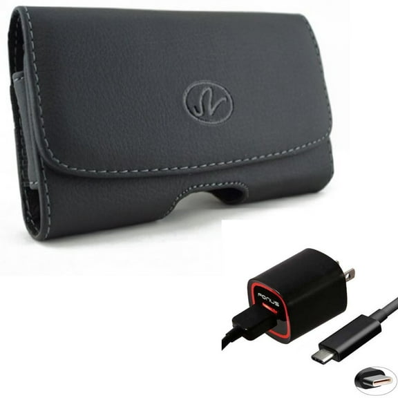 Leather Case Belt Clip w 2.4A Home Charger for Samsung Galaxy A53 5G,A33 5G Phones - Swivel Holster Loops Cover, USB Cable TYPE-C 6ft Power