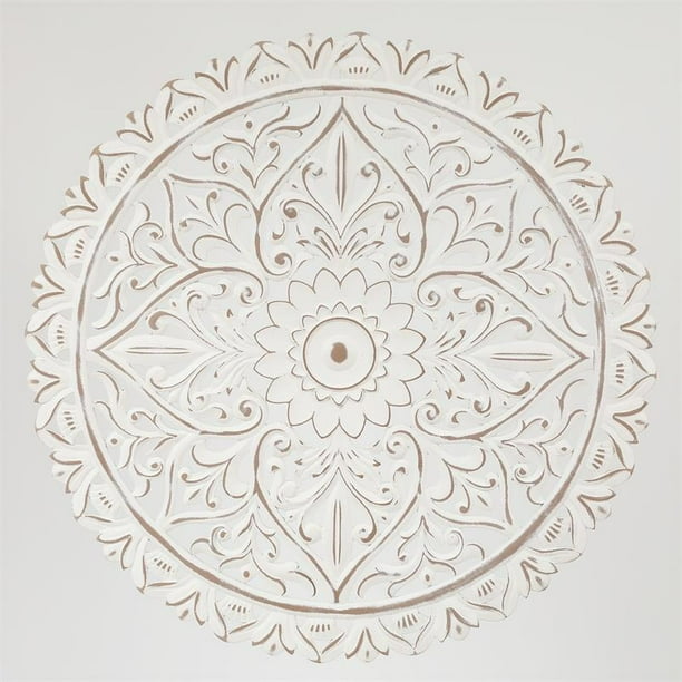 White Wood Flower Medallion Wall Decor