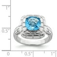 thumbnail image 2 of 925 Sterling Silver Rhodium Checker-Cut Blue Topaz Ring Size 7, 2 of 6