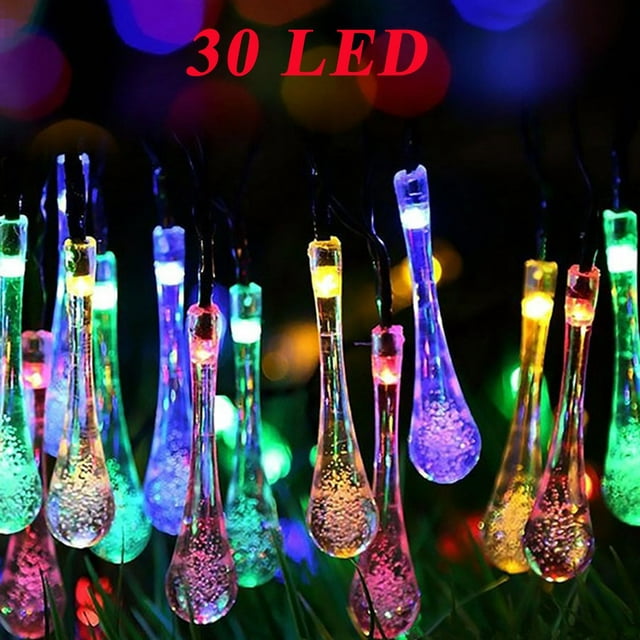 EGNMCR Light Strip, Christmas Lights Outdoor Garden Party 30 LED Teardrop Solar Garden Lantern String lantern string