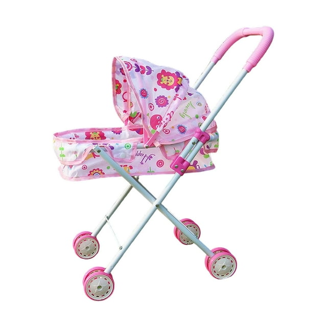 Cochecito de muñecas, carrito de empuje, juguete educativo, juego de rol, simulación de cochecito para niños rojo