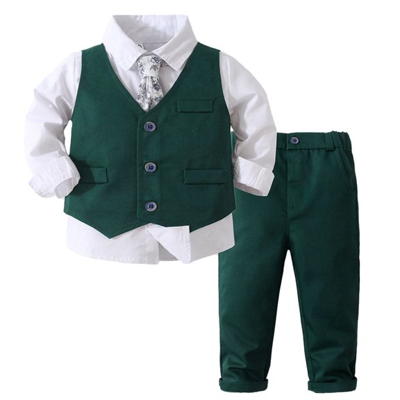 iEFiEL Kids Toddlers Boys Formal Gentleman Suit Outfit Dress Shirt with Bow Tie Tuxedo Vest Pants