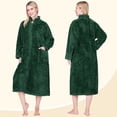 thumbnail image 2 of PAVILIA Womens Housecoat Zip Robe, Sherpa Zip Up Front Robe Bathrobe, Fuzzy Warm Zipper House Coat Lounger for Women Ladies Elderly with Pockets, Fluffy Fleece Long - Emerald Green (Small/Medium), 2 of 9