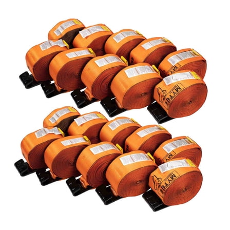 Winch Straps 4" x 30' - High Abrasion Orange Heavy Duty Tie Down w/Flat Hook Extreme WLL# 6670 lbs | 4 Inch Cargo Control for Flatbed Truck Utility Trailer (20 Pack)