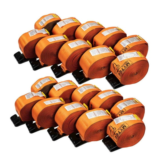 Winch Straps 4" x 30' - High Abrasion Orange Heavy Duty Tie Down w/Flat Hook Extreme WLL# 6670 lbs | 4 Inch Cargo Control for Flatbed Truck Utility Trailer (20 Pack)