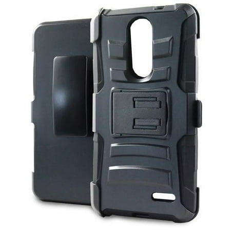 Cricket Zte Grand Phone Cases Phone Case For ZTE Blade Spark 4G AT&T Prepaid Smartphone, ZTE Grand X4 (Cricket Wireless) Case, Dual Layer Holster Belt Clip Cover Case with Kickstand (Black) ()