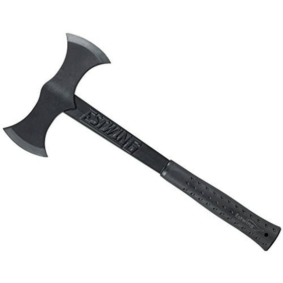 Estwing Double Bit Axe - 38 oz Wood Spitting Tool with Forged Steel Construction & Shock Reduction Grip - EBDBA,Black