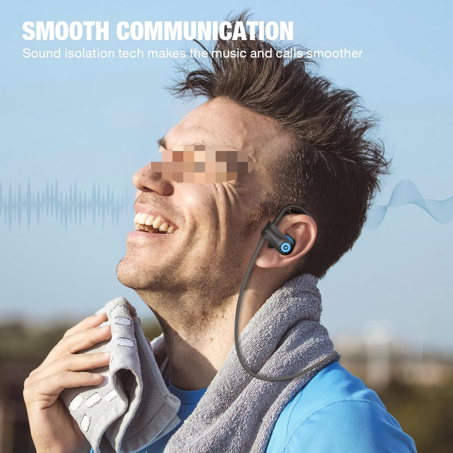 Bluetooth Headphones, Wireless Headphones with 16 Hours Playtime Bluetooth 5.3 Wireless Earbuds HD Deep Bass Stereo Sound Isolation IPX7 Waterproof Earphones for Workout Running Sports