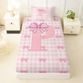 thumbnail image 3 of Erosebridal Letter P Initial Twin Sheet Sets For Kids Girls,Pink Geometric Grid Print Bedding 3pcs, 3 of 6