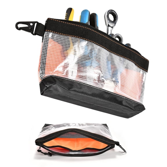 2 Pack Tool Bag Zipper Pouch, Premium Tool Pouch, Utility Multipurpose Storage Organizer Tool Pouches with Carabiner Metal Zipper for Tools