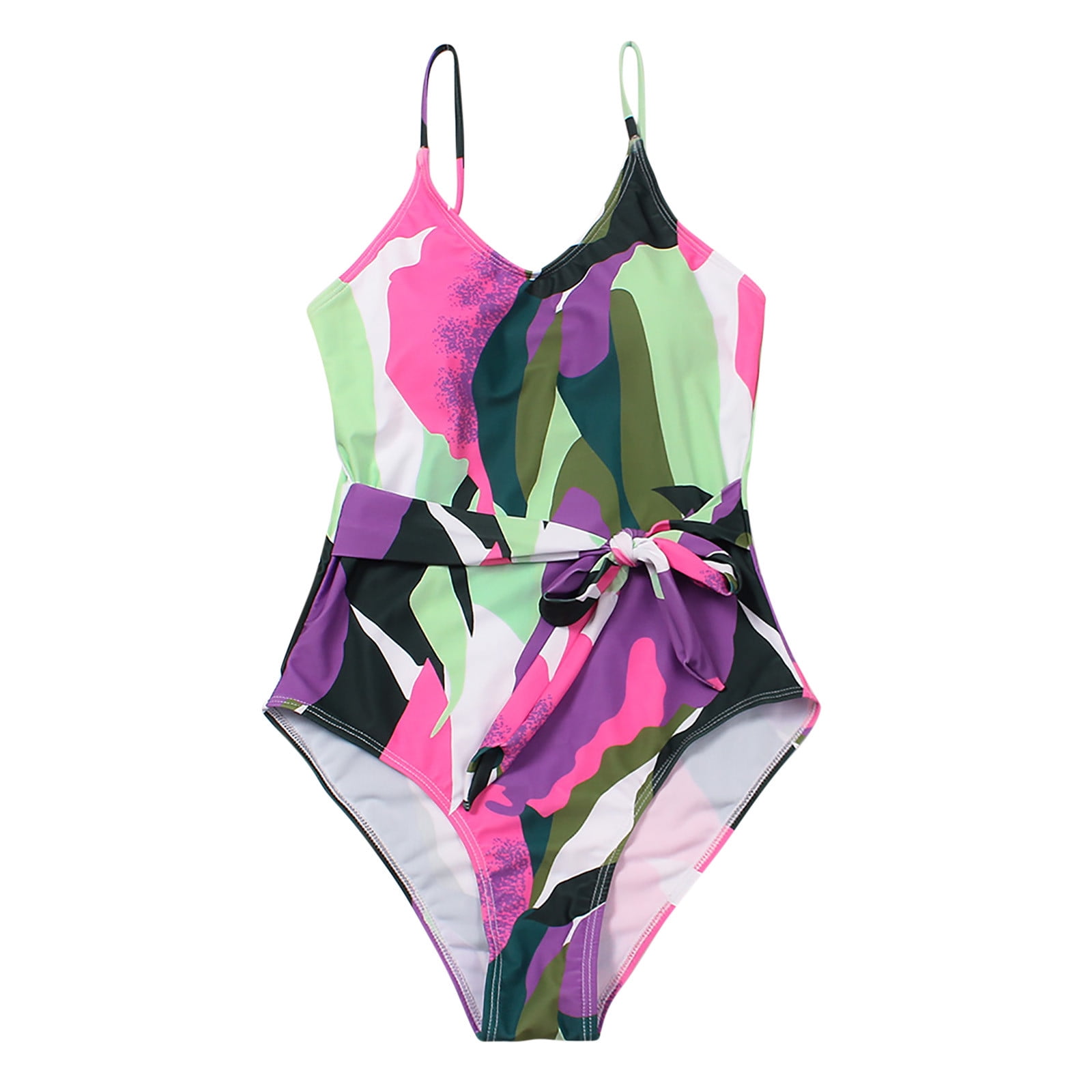 S LUKKC LUKKC Women's Plus Size Sexy One-Piece Tie Dye Swimsuit Tummy Control Bathing Suits Lace up Swimwear Padded Wireless Beachwear Pin up ...