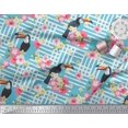 thumbnail image 3 of Soimoi Blue Poly Georgette Fabric Floral & Toucan Bird Print Fabric by The Yard 52 Inch Wide, 3 of 3