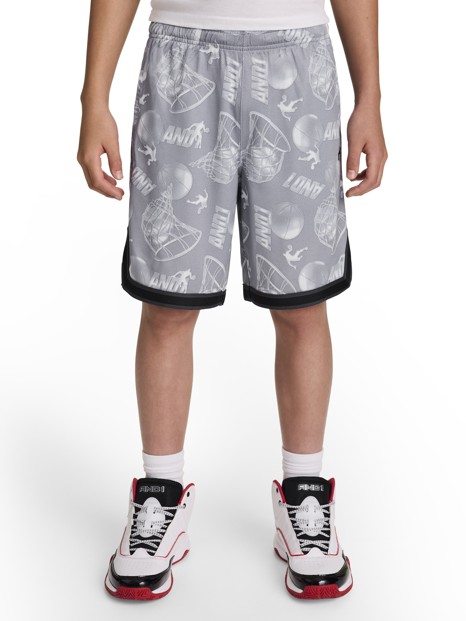 AND1 Boy's Athletic Platinum Short, 7" Inseam, Sizes 4-18