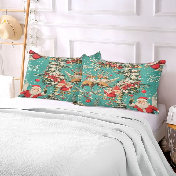 Pillow Case Plush Pillow Vintage Christmas Cheer Case standard size/King size/Queen size Bed Pillow Pillowcases