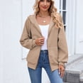thumbnail image 2 of SWSMCLT Women's Hooded Sweatshirt Full Zip Hoodie Fashion Long Sleeve Winter Fall Comfy Casual Zip Pocket Coat Khaki Large, 2 of 2