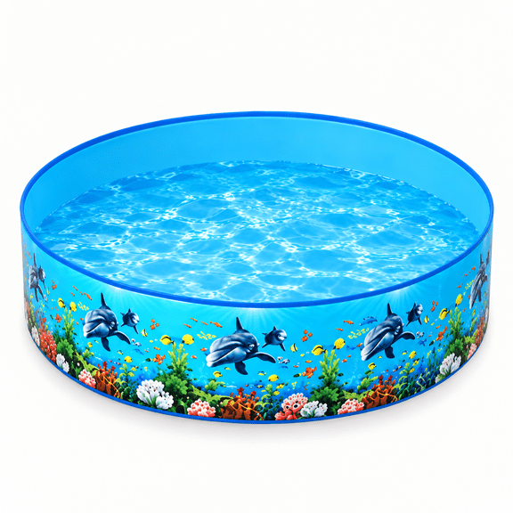 CZSCPDAW Foldable Kids Wading Pool Non-Inflatable Quick-Setup Rigid Plastic Walls 4.2 ft