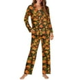 thumbnail image 2 of FOR U DESIGNS Thanksgiving Maple Leaf Womens Button Down Pajama Sets Long Sleeve Pj Pants Set 2 Pack Size L Sleepwear with Pockets Nigtwear Long Tops for Women Fall, 2 of 7