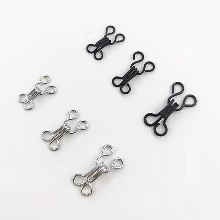 120x Large Metal Hook Closures ( and Black) Bra Clasp Replacement 3 Sizes  for Dress Repair Dress Making Jacket 