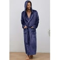 thumbnail image 3 of U2SKIIN Mens Robe with Hood,Full Length Plush Robe for Men Fleece Bathrobe（Navy, XX-Large-3X-Large）, 3 of 7