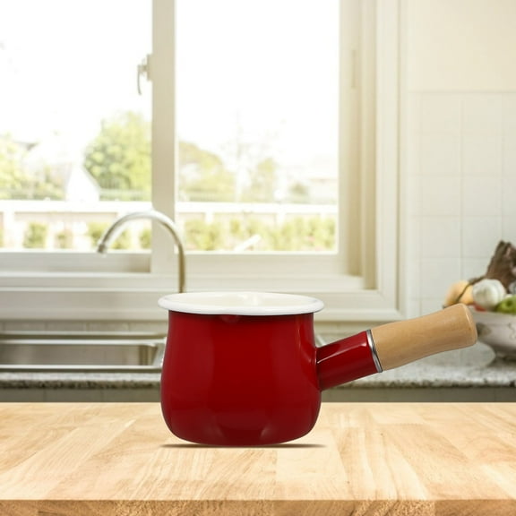 LOLIPPYY Red Enamel Small Saucepan 1Pc Thick Pot for Kitchen Cooking Stew Soup and