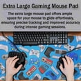 thumbnail image 4 of Big Mouse Pad Blue Gaming Mousepad Extra Large Desk Pad Mice Pad Chic Office Desk Accessories Non-Slip Rubber Base 35.4" X 15.7" for Game Office, Various Cartoon Game Controllers, 4 of 6