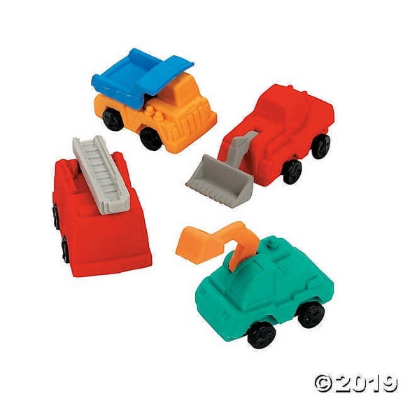 Construction Truck Erasers - Party Favors - 12 Pieces