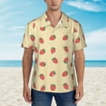 thumbnail image 4 of Balery Strawberries Print Men's Hawaiian Shirts Short Sleeve Beach Shirt Relaxed Fit Vacation Button Down Shirts-3X-Large, 4 of 9