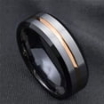 thumbnail image 2 of Titanium Steel Ring Silver Black and Gold Stripe Band for Men and Women Lightweight Everyday Jewelry Ring for Unisex, 2 of 5