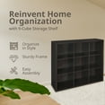 thumbnail image 2 of ClosetMaid 9 Cube Storage Shelf Bookshelf Organizer with Back Panel, Black, 2 of 9