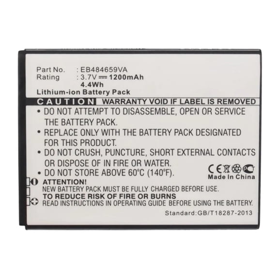 Batteries N Accessories BNA-WB-L13161 Cell Phone Battery - Li-ion, 3.7V, 1200mAh, Ultra High Capacity - Replacement for Samsung EB484659VA Battery