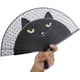 thumbnail image 3 of Abanico plegable de seda de bambú con abanico de mano con diseño de gato, 3 of 4