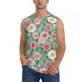 thumbnail image 2 of Lsque Rose Flowers Print Men's Cotton Blend Sleeveless Muscle Shirts (S-3XL)- Moisture Wicking, Odor Protection, UPF 30+,, 2 of 8