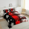 thumbnail image 3 of Manfei White Snowflake Full Size Comforter Sets,Merry Christmas Bedding Comforter Set,Red Black Plaid Bedding Sets For Girls Boys,Luxury Bedroom Decor Reversible,3pcs, 3 of 8