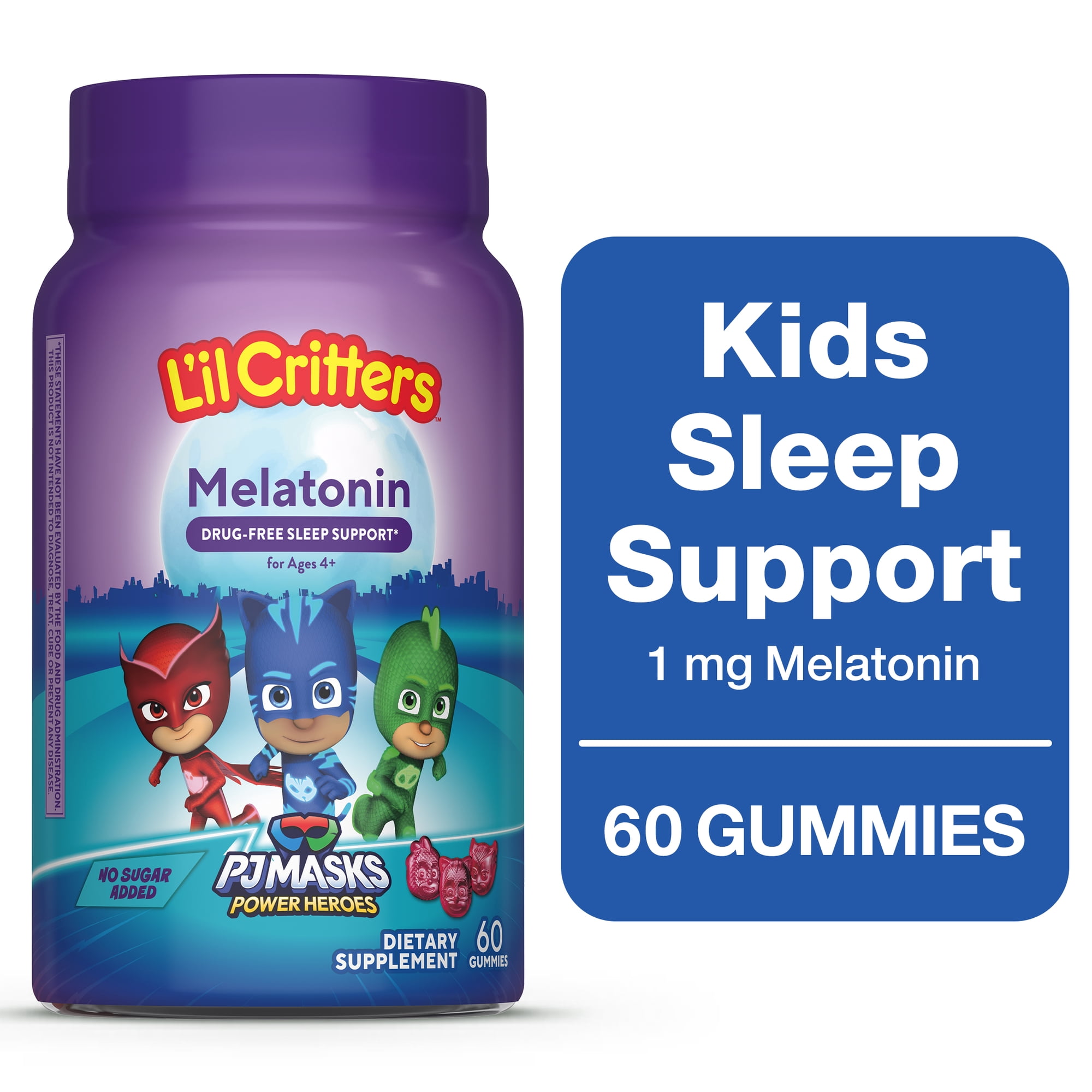 L'il Critters PJ Masks Melatonin Gummy Supplements, Supports Sleep, 60 Gummy Vitamins