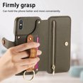 thumbnail image 2 of ELEHOLD Case for iPhone XS/X, RFID Blocking Zipper Leather Wallet Stand Case with Card Slot & Wrist Strap & Ring Holder,Midnightgreen, 2 of 10